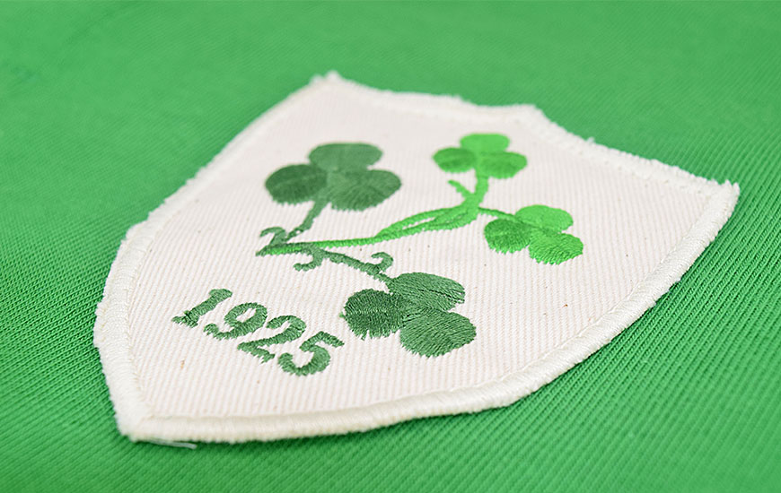 Close up of Ireland Clovers badge