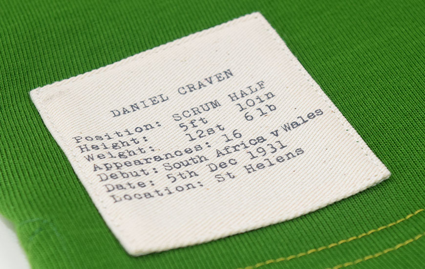 Close up detail of player information label