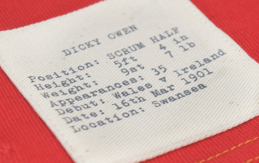Close up detail of player information label