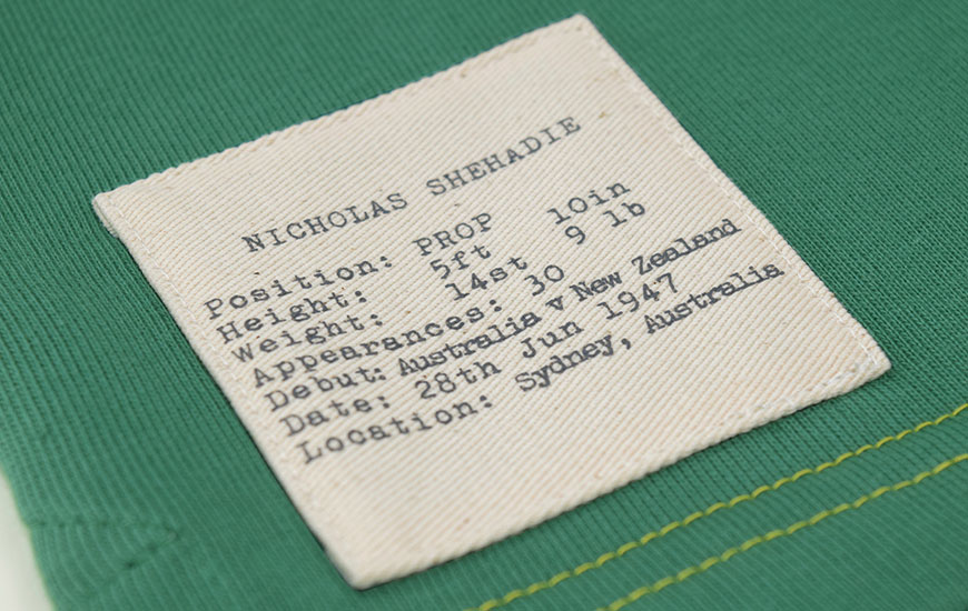 Close up detail of player information label