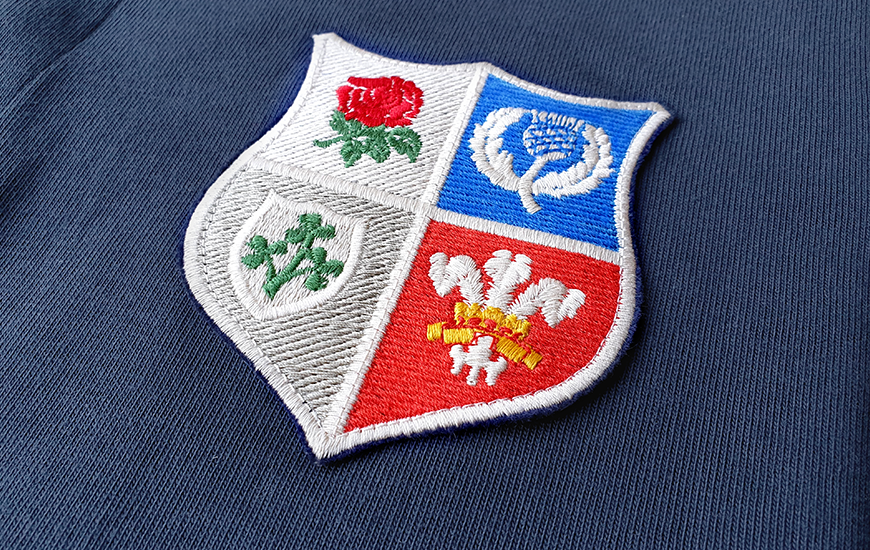 Close up of British Lions embroidered badge
