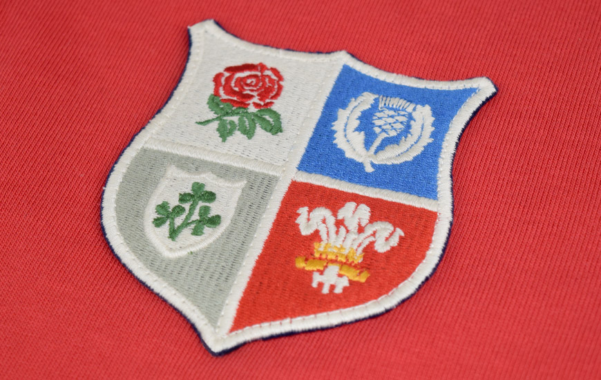 Close up of British Lions embroidered badge