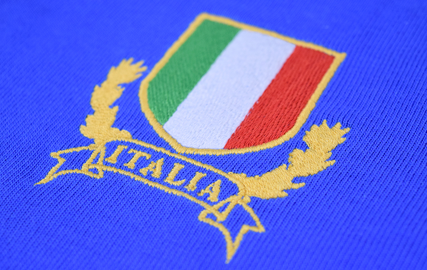 Close up of Italy embroidered badge