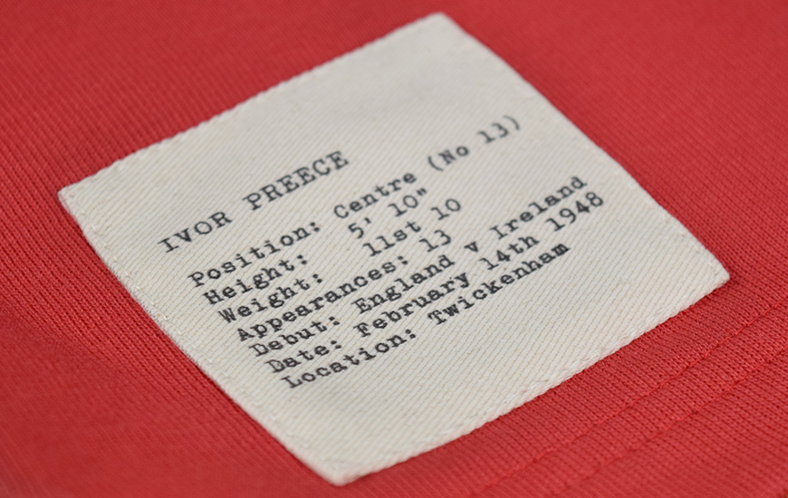 Close up detail of player information label